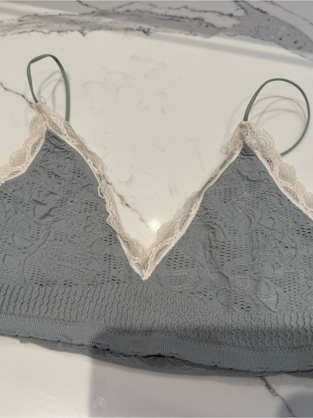 Lace-Trim Seamless Bralette in Sage green